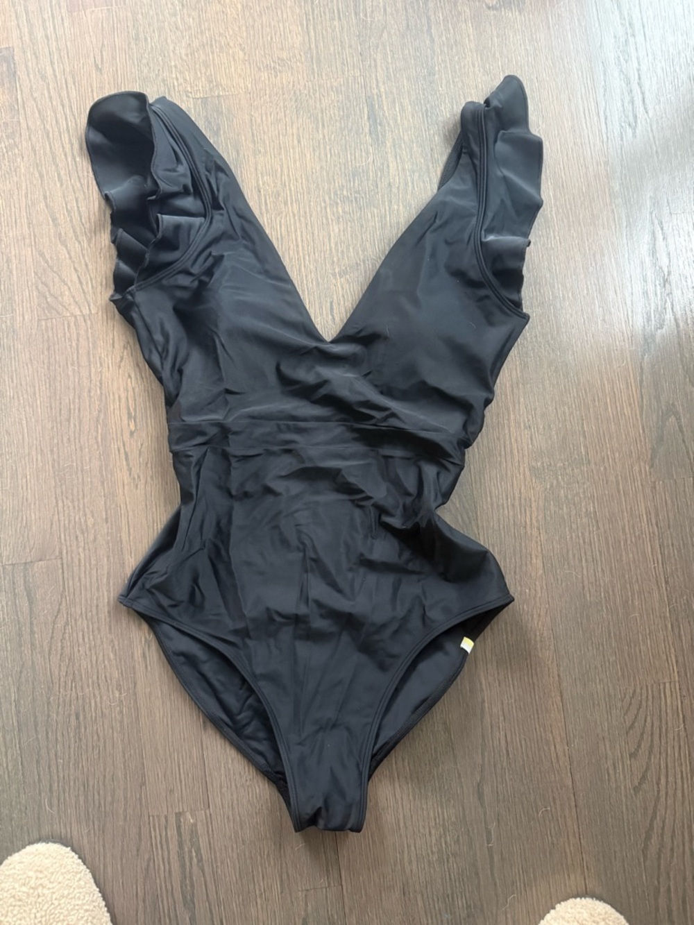 summersalt Back Flip Black One-Piece Swimsuit with Ruffled Straps